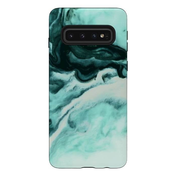 Galaxy S10 StrongFit Abstract marbling mint by Mmartabc