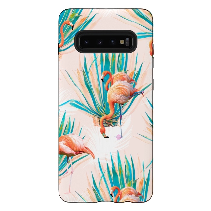 Galaxy S10 plus StrongFit Anaglyph Flamingos with cactus by Mmartabc