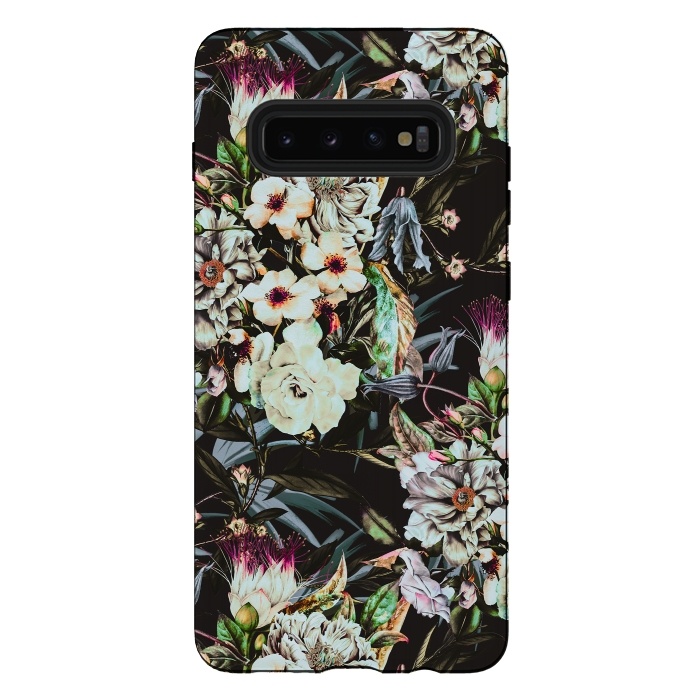 Galaxy S10 plus StrongFit Dark flowery colorful bouquet by Mmartabc
