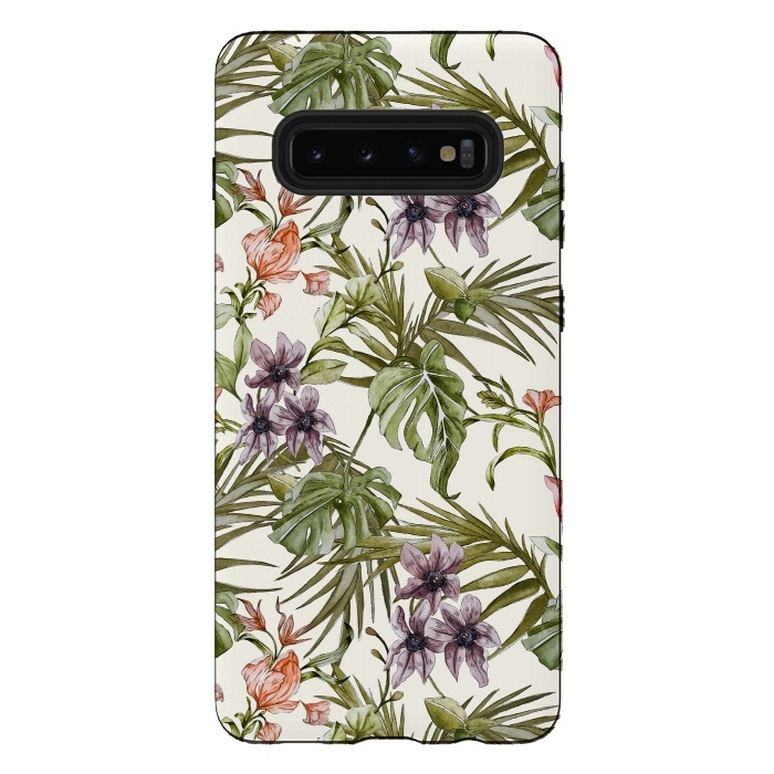 Galaxy S10 plus StrongFit Watercolor tropical foliage by Mmartabc