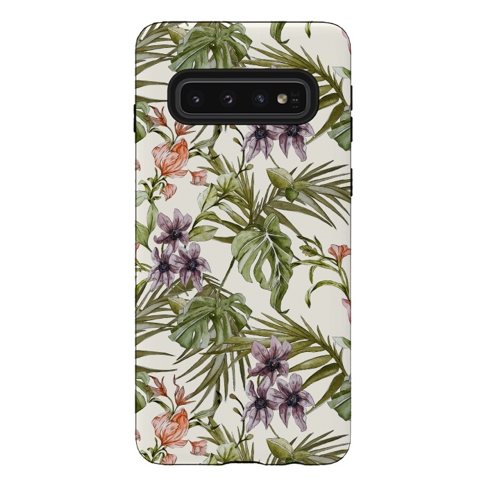 Galaxy S10 StrongFit Watercolor tropical foliage by Mmartabc