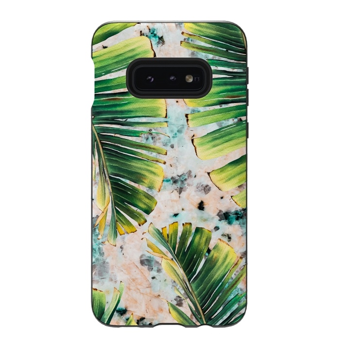 Galaxy S10e StrongFit Palm leaf on marble 01 by Mmartabc