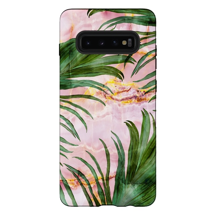 Galaxy S10 plus StrongFit Palm leaf on marble 03 by Mmartabc