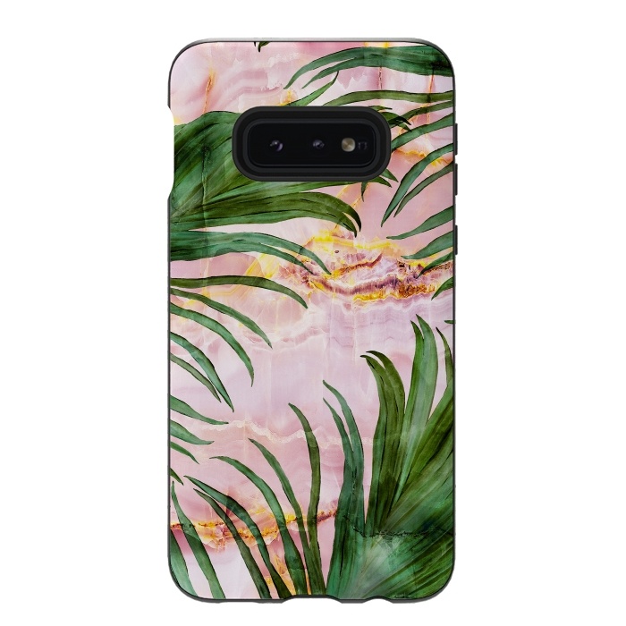 Galaxy S10e StrongFit Palm leaf on marble 03 by Mmartabc