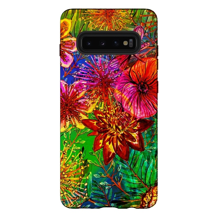 Galaxy S10 plus StrongFit Colorful Flower Jungle by  Utart