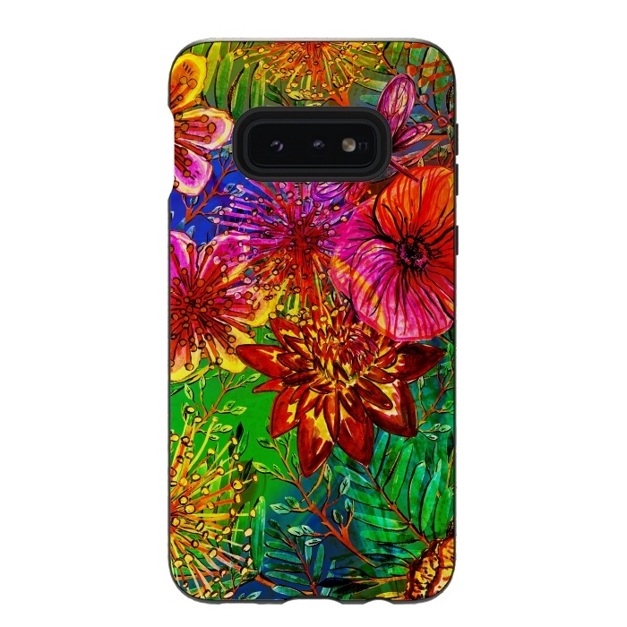 Galaxy S10e StrongFit Colorful Flower Jungle by  Utart