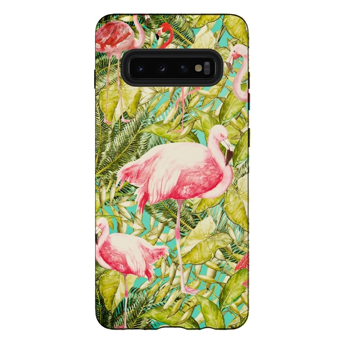 Galaxy S10 plus StrongFit Aloha Tropical Flamingo Jungle by  Utart