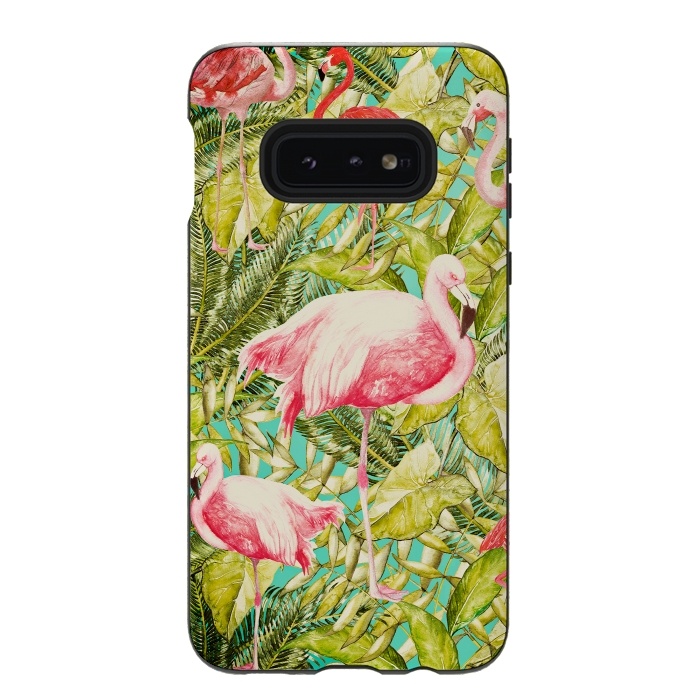 Galaxy S10e StrongFit Aloha Tropical Flamingo Jungle by  Utart