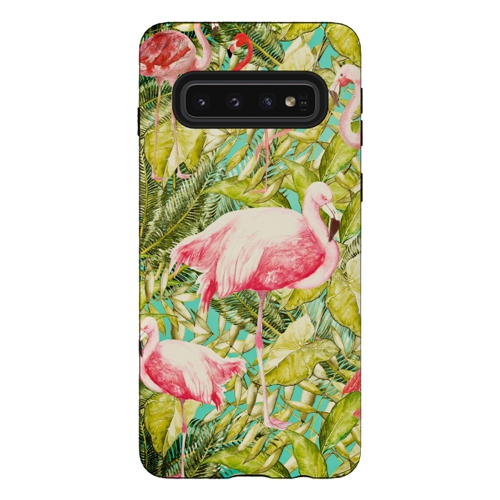 Galaxy S10 StrongFit Aloha Tropical Flamingo Jungle by  Utart