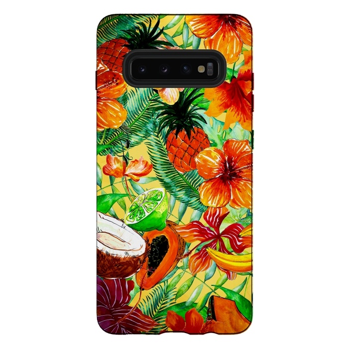 Galaxy S10 plus StrongFit Aloha Tropical Fruits and Flowers by  Utart