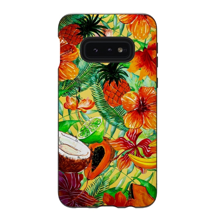 Galaxy S10e StrongFit Aloha Tropical Fruits and Flowers by  Utart