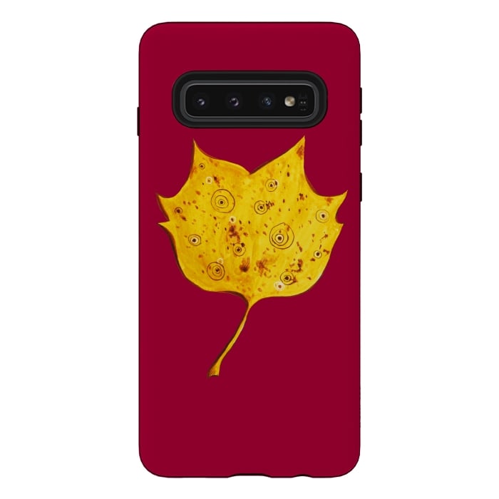 Galaxy S10 StrongFit Fancy Yellow Autumn Leaf by Boriana Giormova