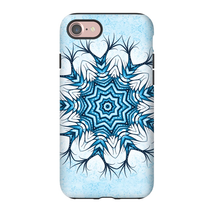 iPhone 7 StrongFit Snowflake Mandala In Blue Winter Abstract Art by Boriana Giormova