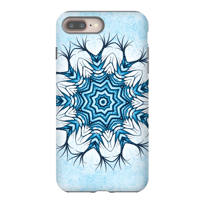 iPhone 7 plus StrongFit Snowflake Mandala In Blue Winter Abstract Art by Boriana Giormova