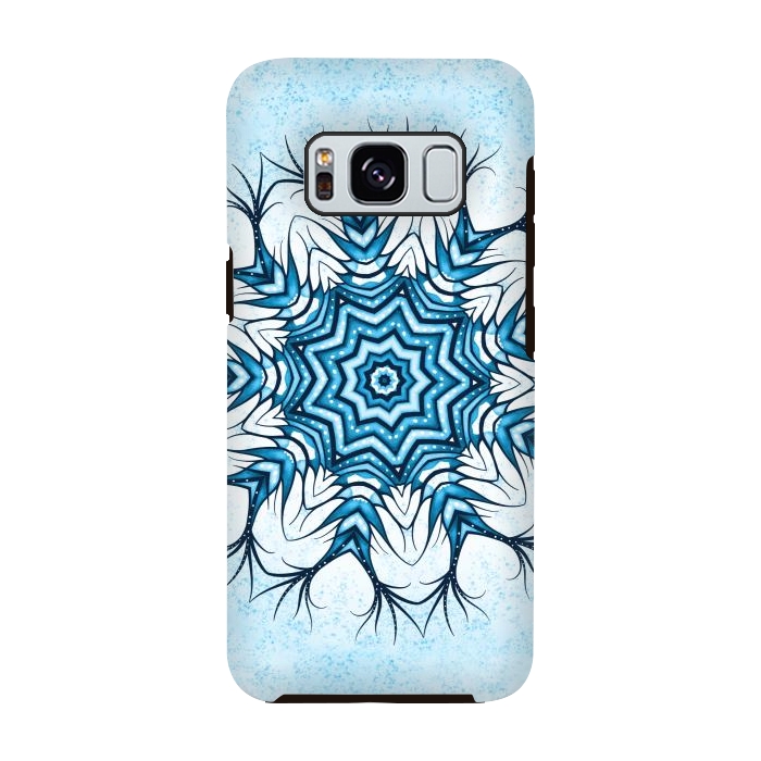 Galaxy S8 StrongFit Snowflake Mandala In Blue Winter Abstract Art by Boriana Giormova