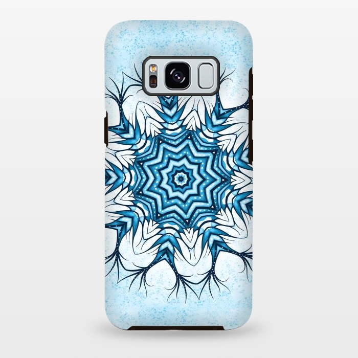 Galaxy S8 plus StrongFit Snowflake Mandala In Blue Winter Abstract Art by Boriana Giormova