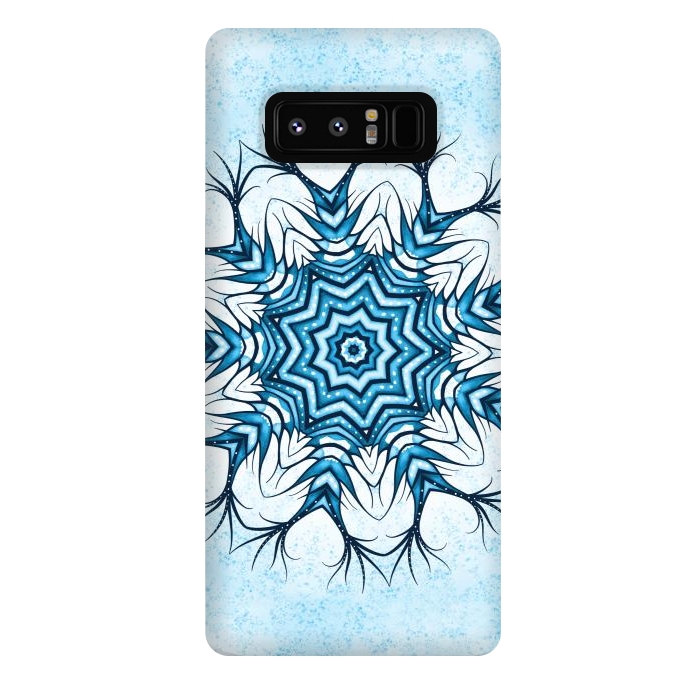 Galaxy Note 8 StrongFit Snowflake Mandala In Blue Winter Abstract Art by Boriana Giormova