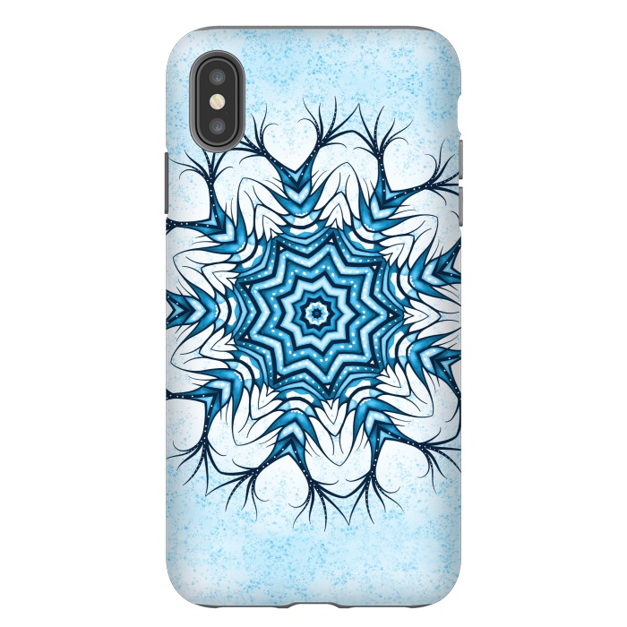 iPhone Xs Max StrongFit Snowflake Mandala In Blue Winter Abstract Art by Boriana Giormova