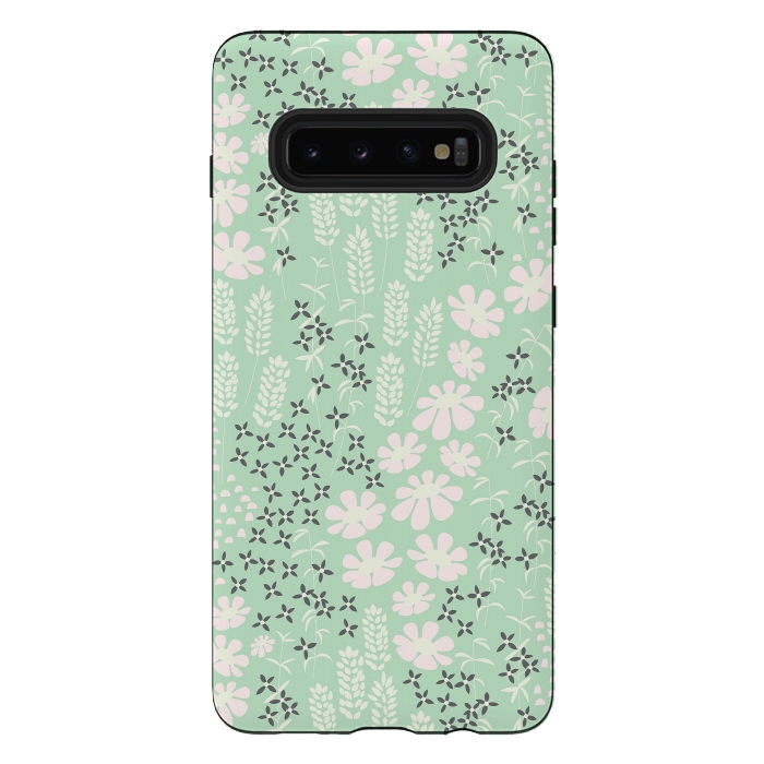 Galaxy S10 plus StrongFit Floral Mint Pattern 013 by Jelena Obradovic