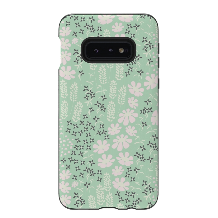 Galaxy S10e StrongFit Floral Mint Pattern 013 by Jelena Obradovic