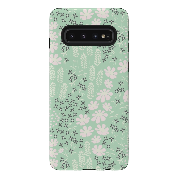 Galaxy S10 StrongFit Floral Mint Pattern 013 by Jelena Obradovic