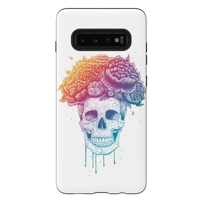 Galaxy S10 plus StrongFit Colorful skull with flowers by kodamorkovkart
