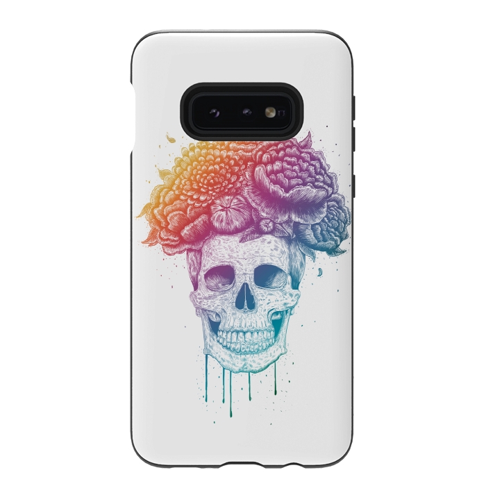 Galaxy S10e StrongFit Colorful skull with flowers by kodamorkovkart