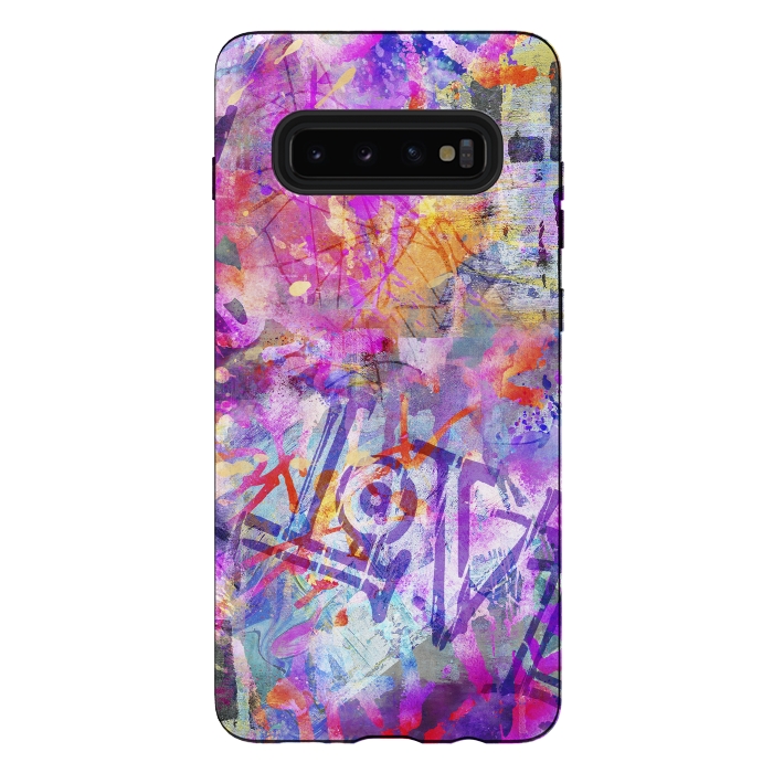 Galaxy S10 plus StrongFit Pink Grunge Graffiti Wall by Andrea Haase