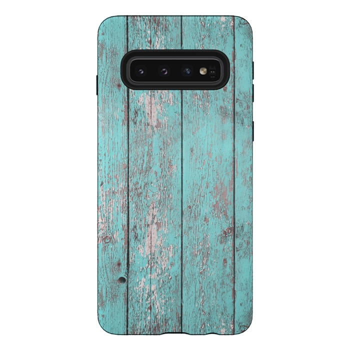 Galaxy S10 StrongFit Old Board Wall With Flaked Paint by Andrea Haase