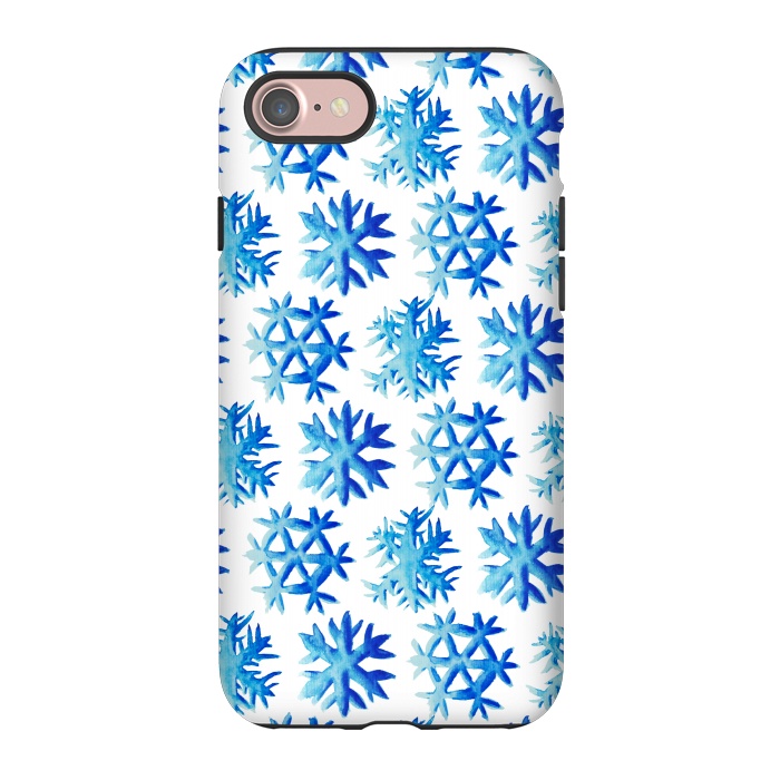 iPhone 7 StrongFit Blue Watercolor Snowflake Pattern by Boriana Giormova