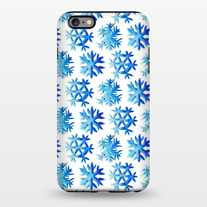 iPhone 6/6s plus StrongFit Blue Watercolor Snowflake Pattern by Boriana Giormova