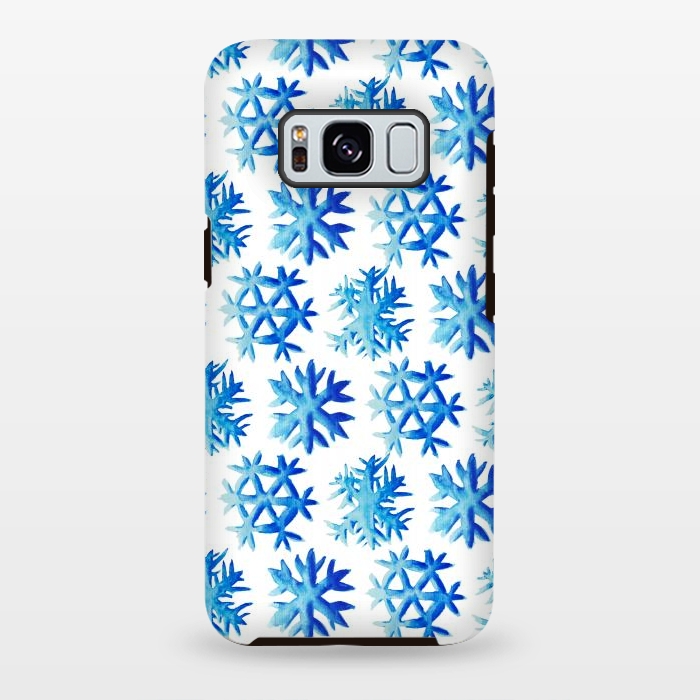Galaxy S8 plus StrongFit Blue Watercolor Snowflake Pattern by Boriana Giormova