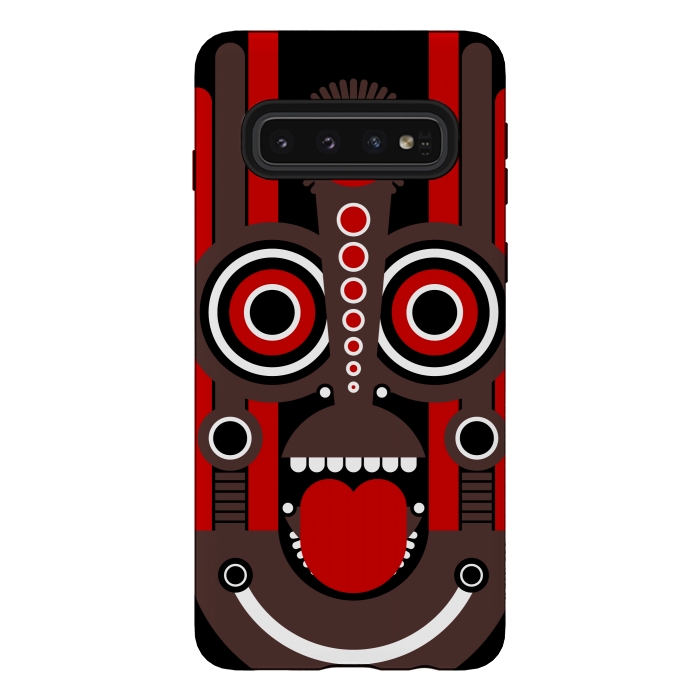 Galaxy S10 StrongFit tiki tribal mask by TMSarts