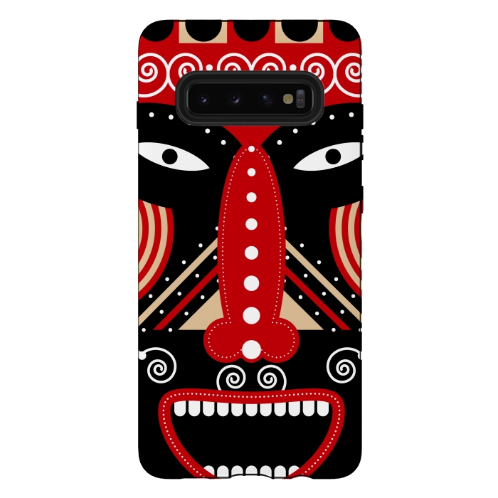 Galaxy S10 plus StrongFit red ritual tribal mask by TMSarts