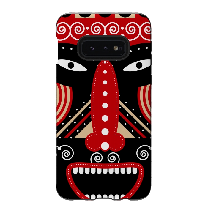 Galaxy S10e StrongFit red ritual tribal mask by TMSarts