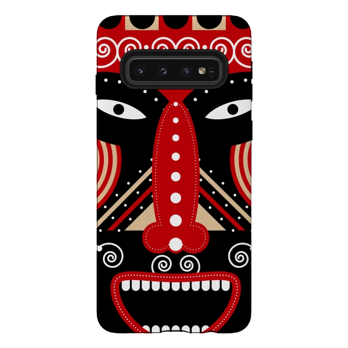Galaxy S10 StrongFit red ritual tribal mask by TMSarts