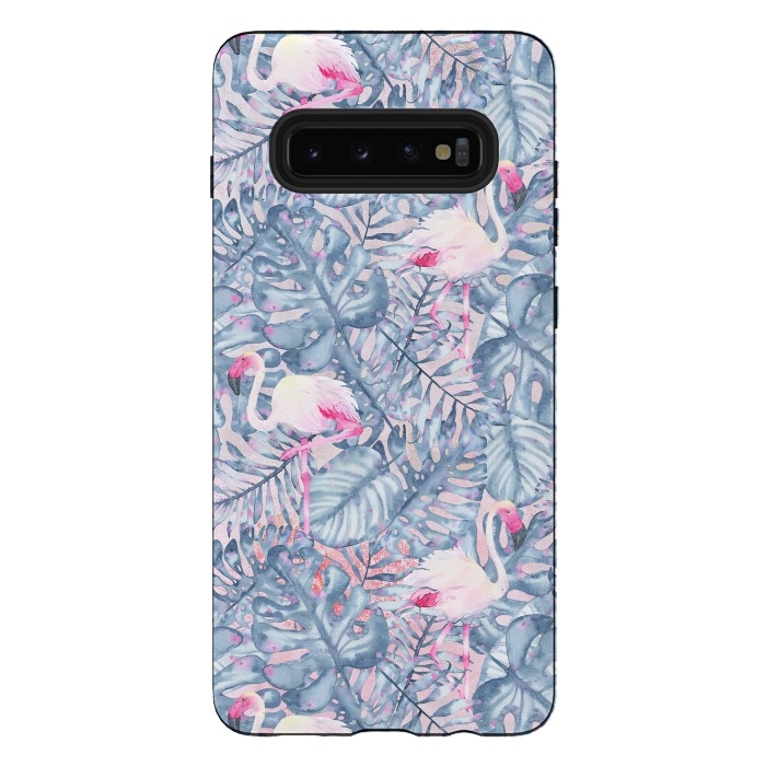 Galaxy S10 plus StrongFit Pink and Blue Flamingo Summer  by  Utart