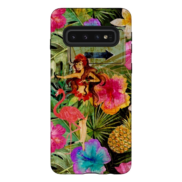 Galaxy S10 StrongFit Vintage Hula Girl- To the Beach by  Utart