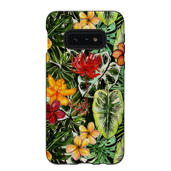 Galaxy S10e StrongFit Vintage Tropical Flower Jungle Pattern by  Utart
