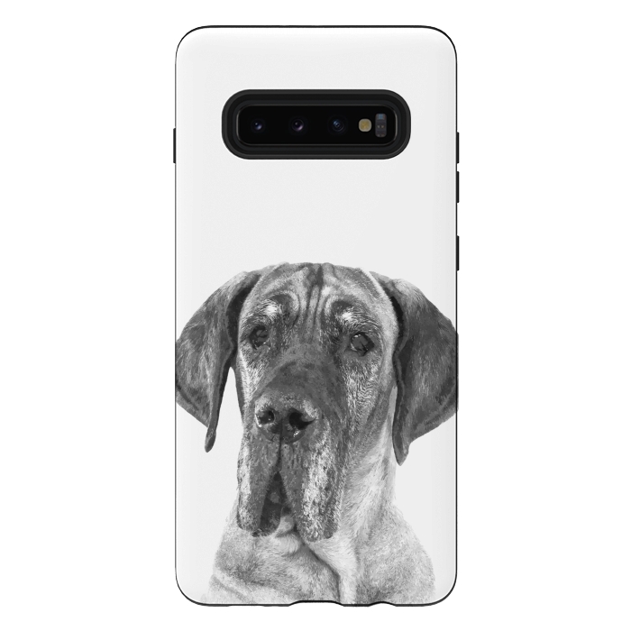 Galaxy S10 plus StrongFit Black and White Great Dane by Alemi