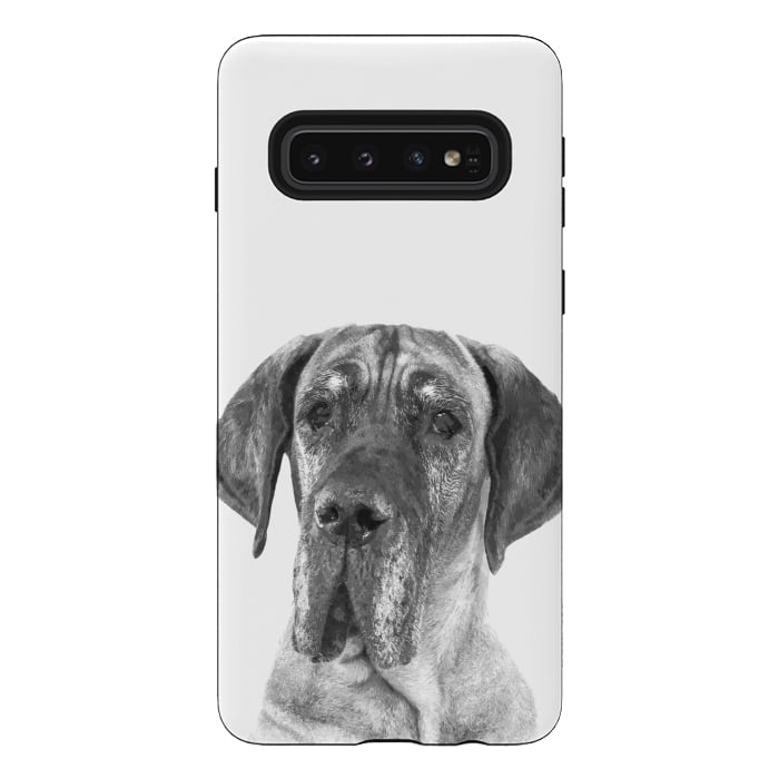 Galaxy S10 StrongFit Black and White Great Dane by Alemi