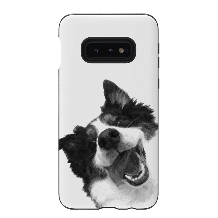 Galaxy S10e StrongFit Black and White Happy Dog by Alemi