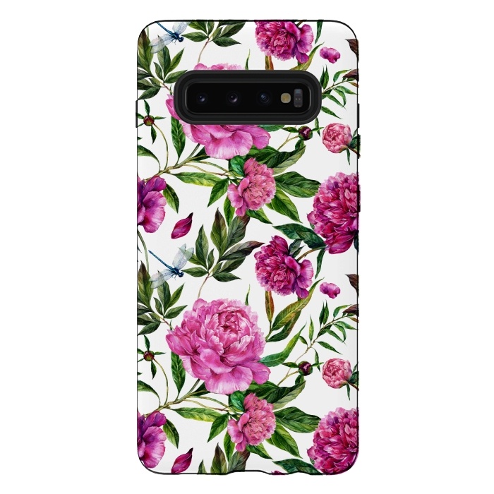 Galaxy S10 plus StrongFit Pink Peonies on White by  Utart