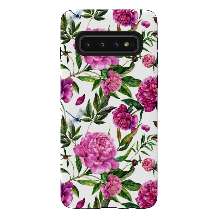 Galaxy S10 StrongFit Pink Peonies on White by  Utart