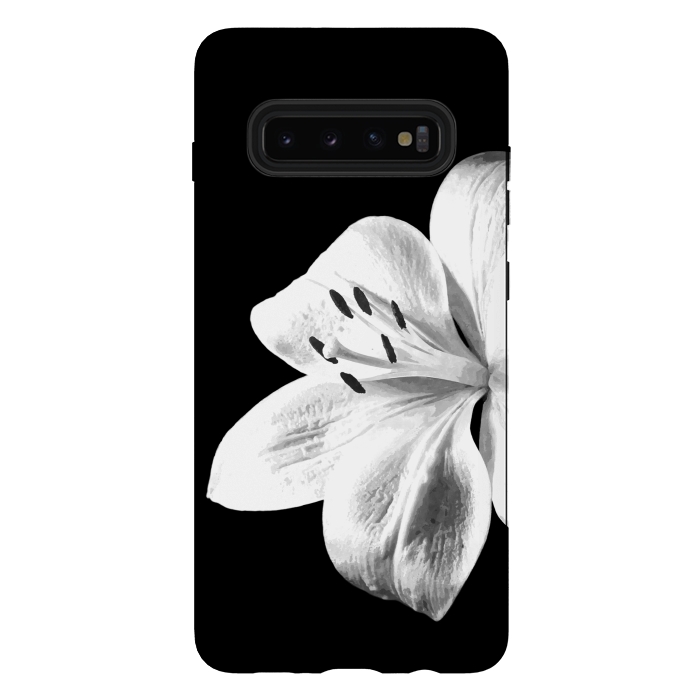 Galaxy S10 plus StrongFit White Lily Black Background by Alemi
