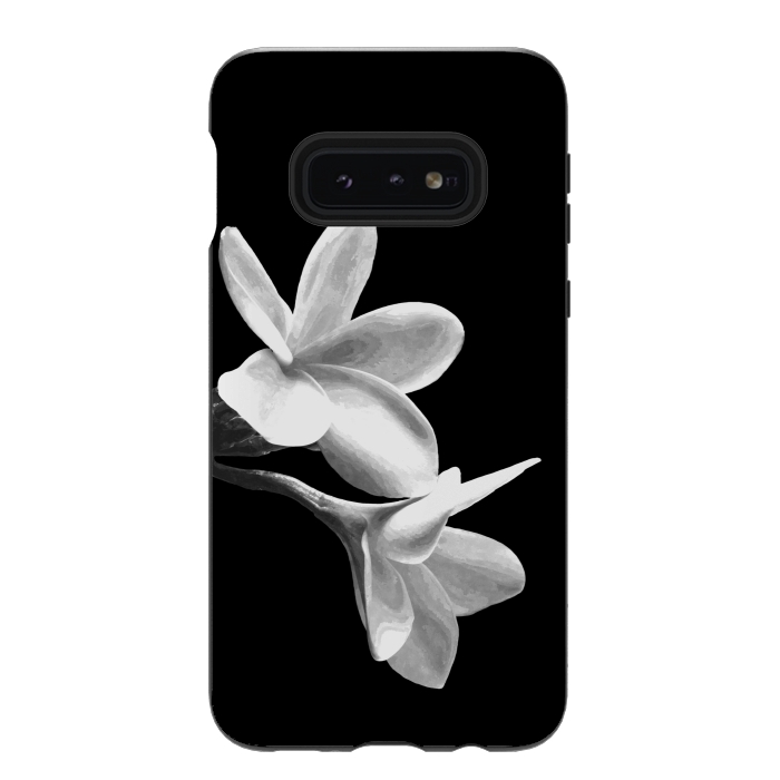Galaxy S10e StrongFit White Flowers Black Background by Alemi