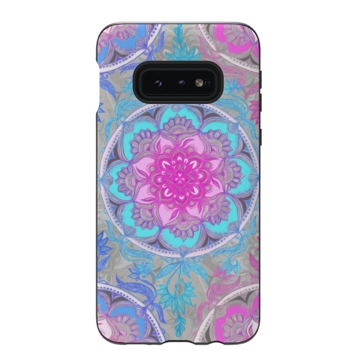 Galaxy S10e StrongFit Pink, Purple and Turquoise Super Boho Medallions by Micklyn Le Feuvre