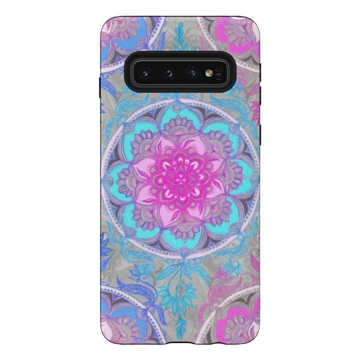 Galaxy S10 StrongFit Pink, Purple and Turquoise Super Boho Medallions by Micklyn Le Feuvre