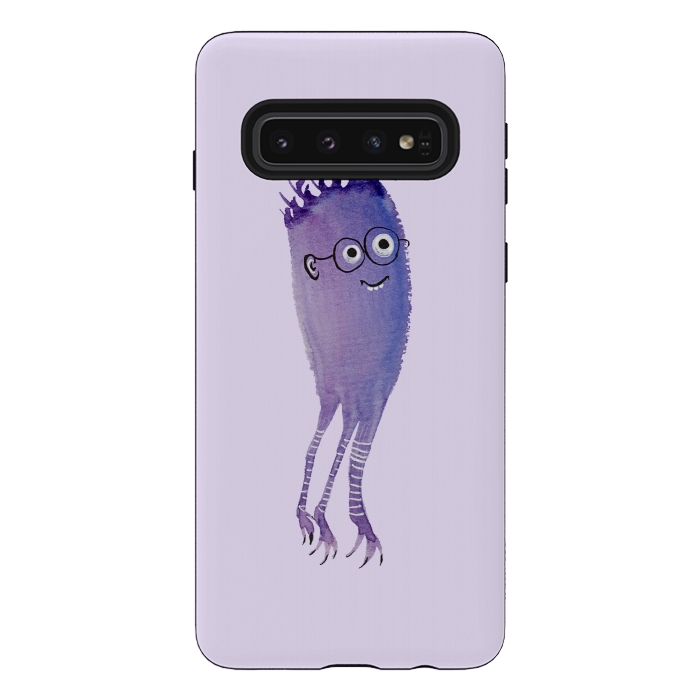 Galaxy S10 StrongFit Geek Jellyfish Funny Monster With Glasses Watercolor by Boriana Giormova