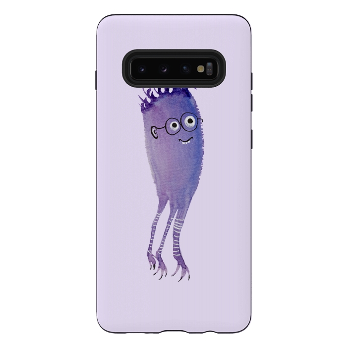 Galaxy S10 plus StrongFit Geek Jellyfish Funny Monster With Glasses Watercolor by Boriana Giormova